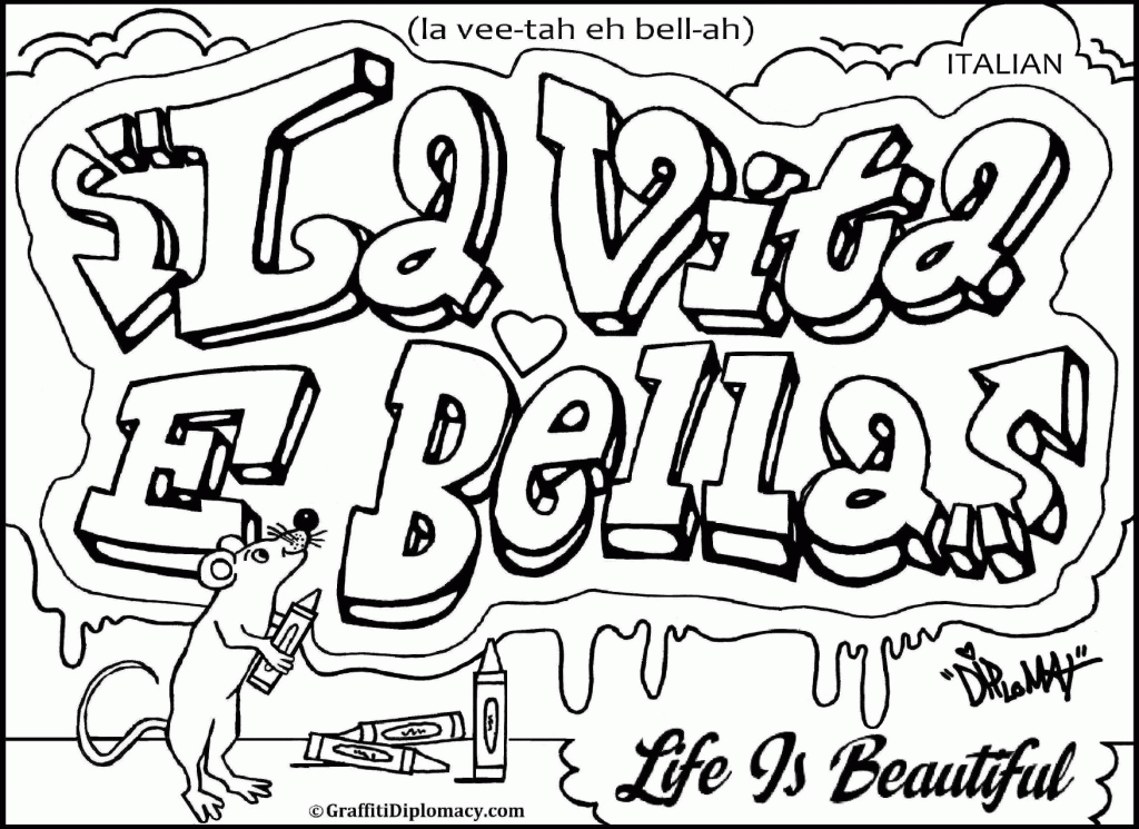 Best Photos of Italy Coloring Book - Graffiti Names Coloring Pages ...