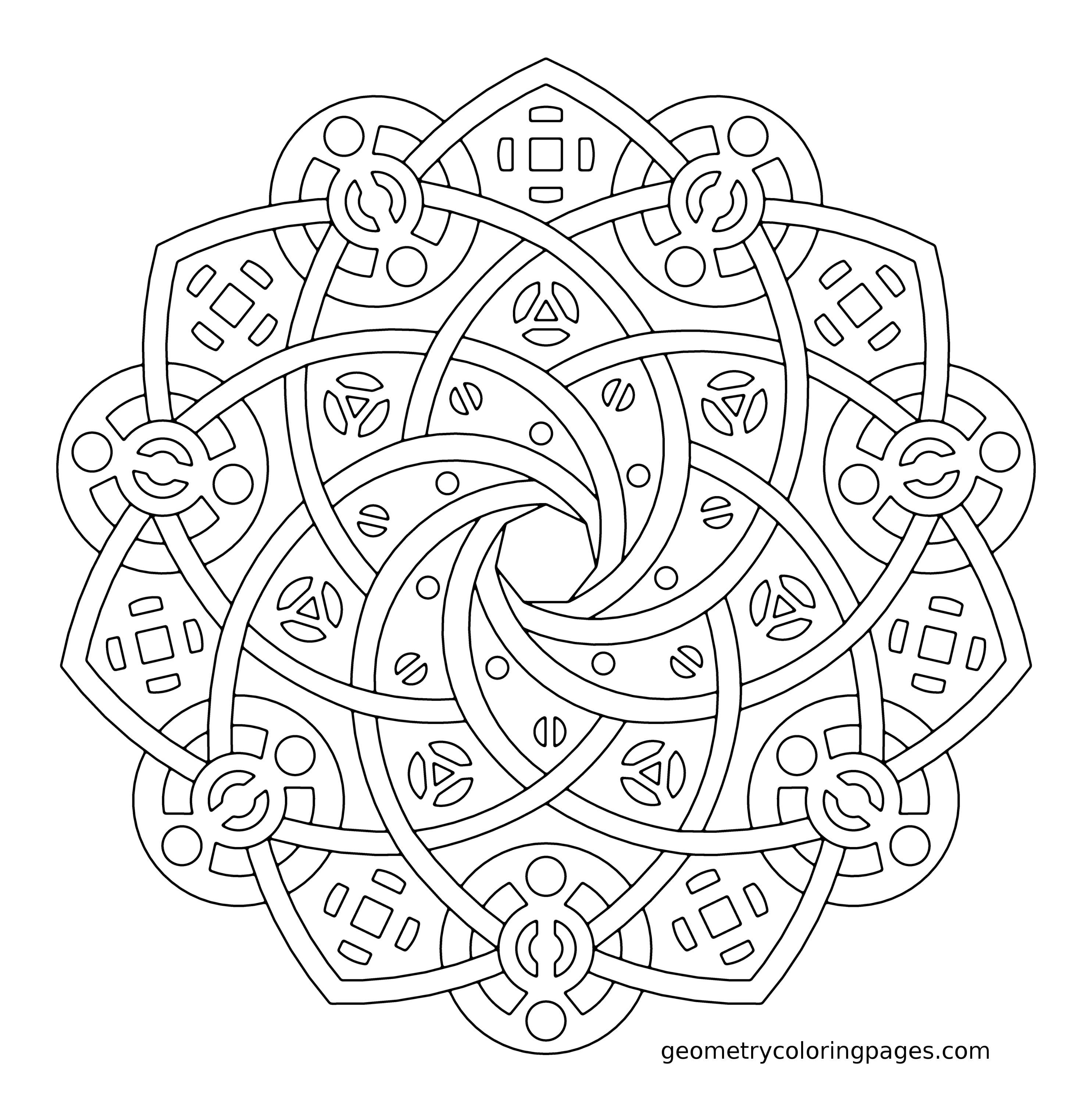 Coloring Illusion Geometric Coloring Pages Square Radial Lines A ...