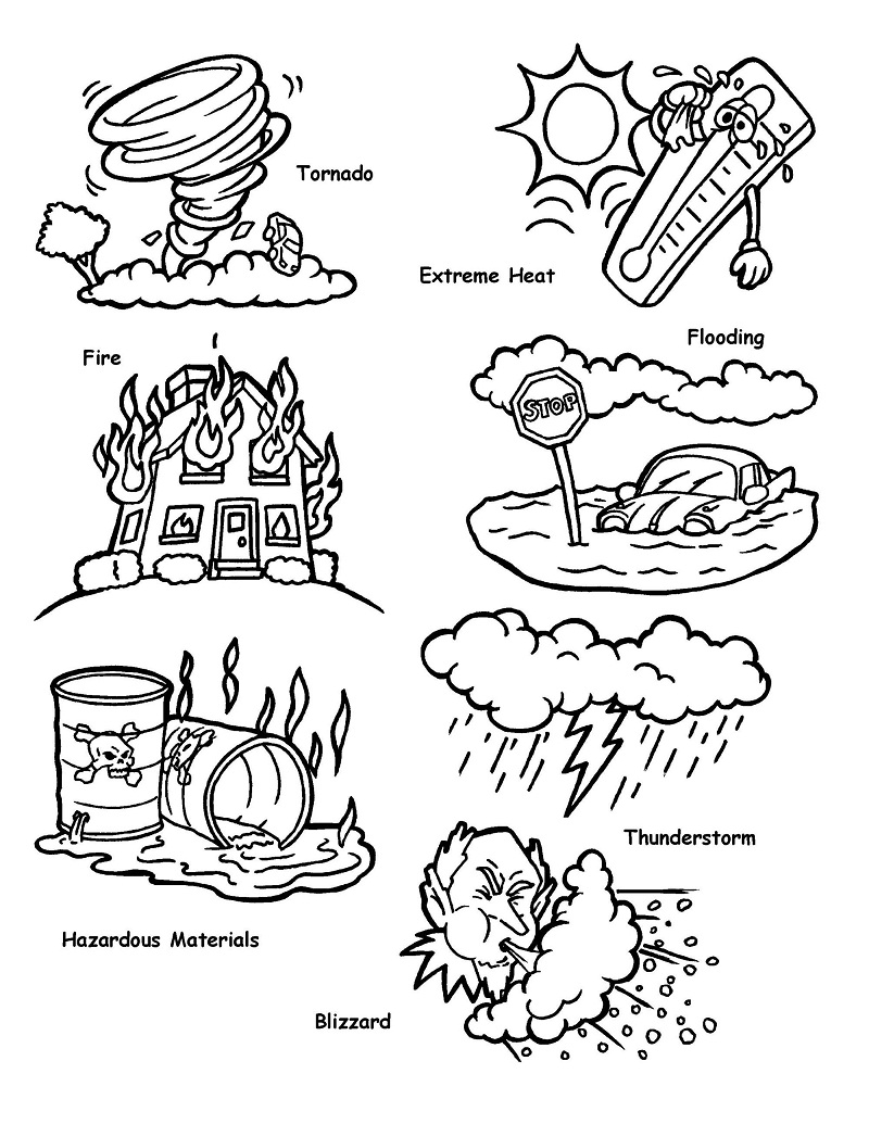Printable Disasters coloring page for both aldults and kids.