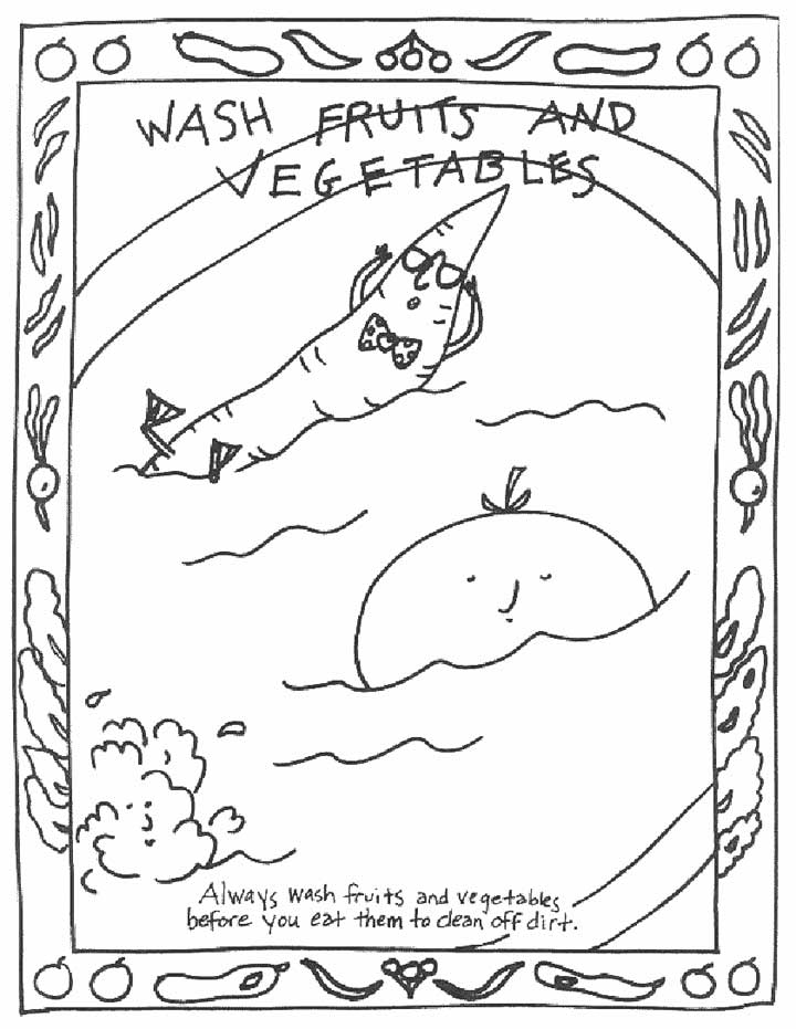 Clean Fruit & Vegetables - Coloring Page for Kids - Free Printable ...