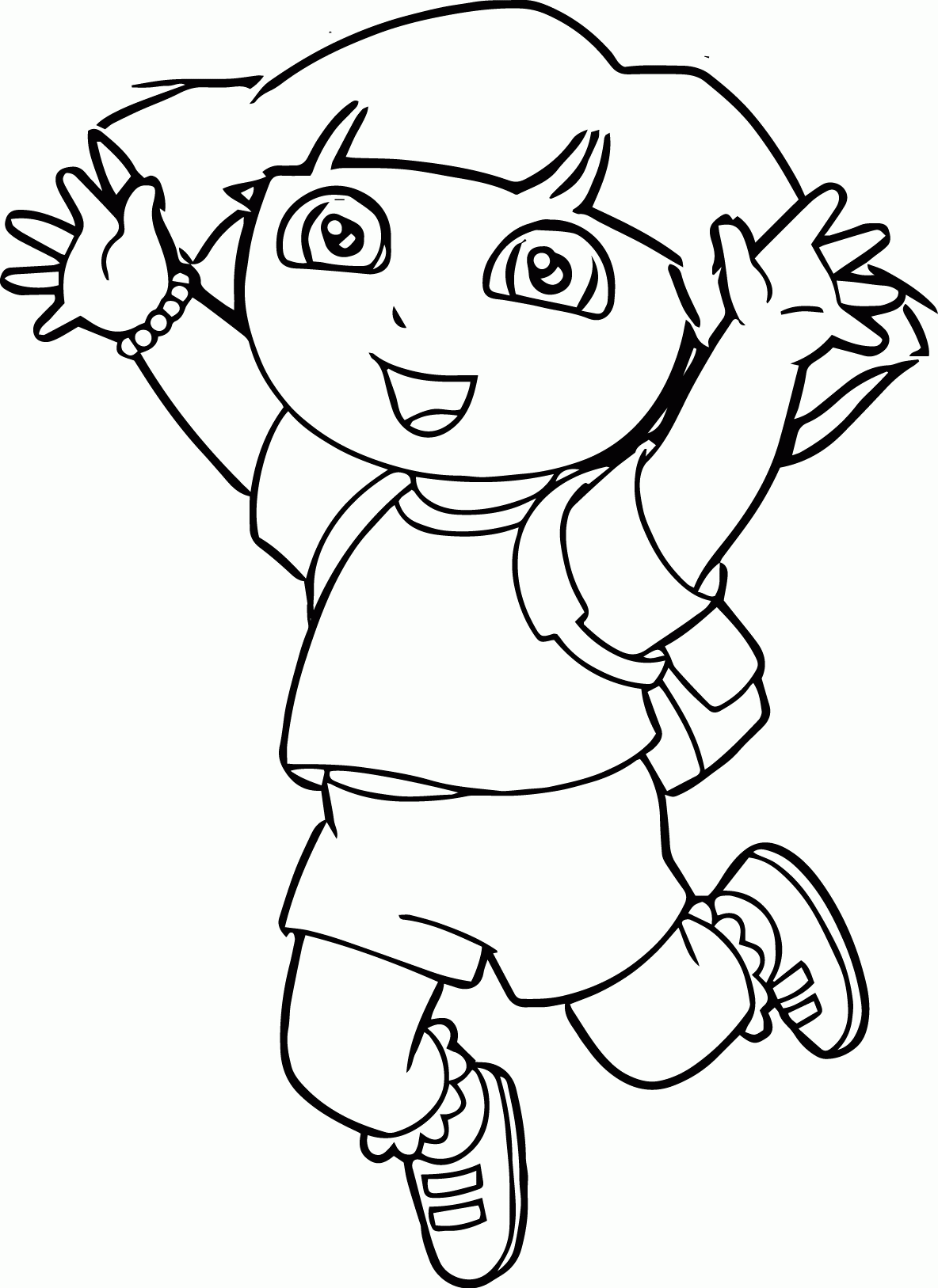 Dora_image_cut_out_jump_coloring_page | Wecoloringpage