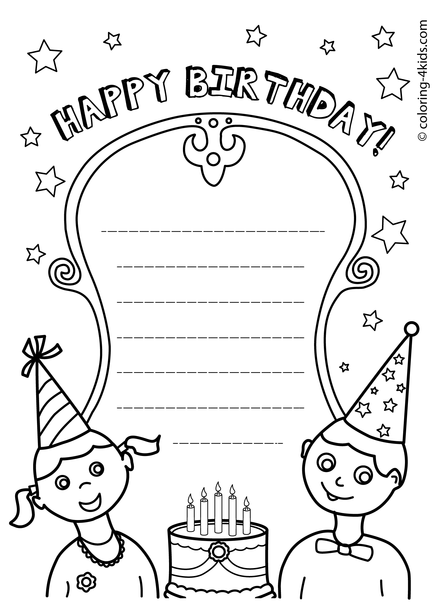 Free Printable Coloring Birthday Card Printable World Holiday