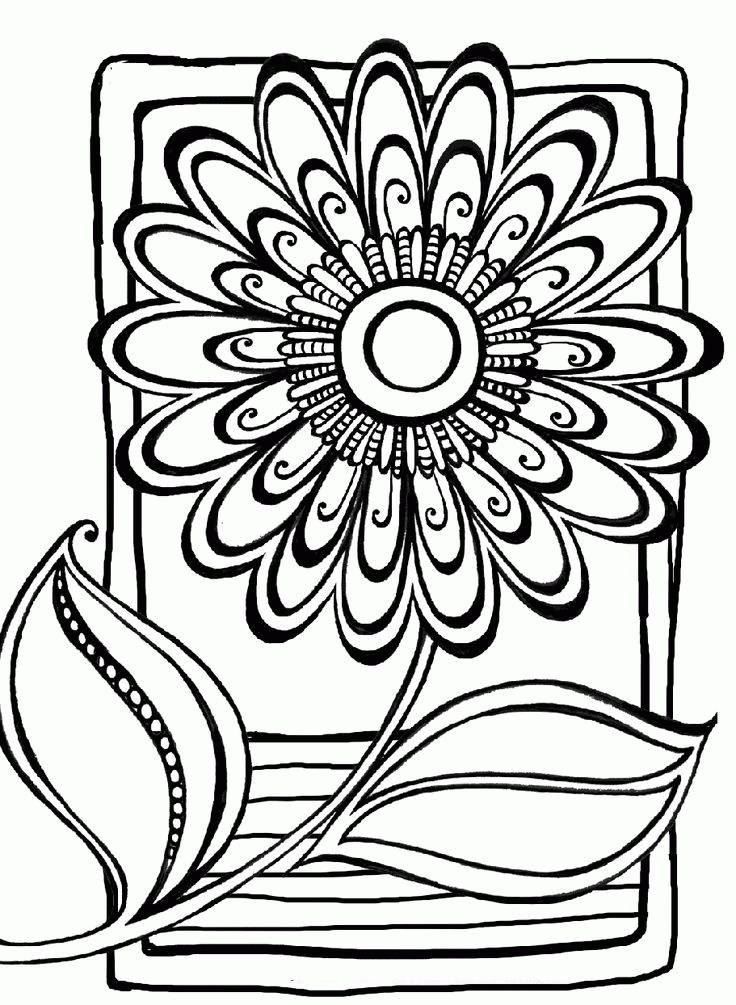 255 Simple Flower Abstract Coloring Pages for Kindergarten