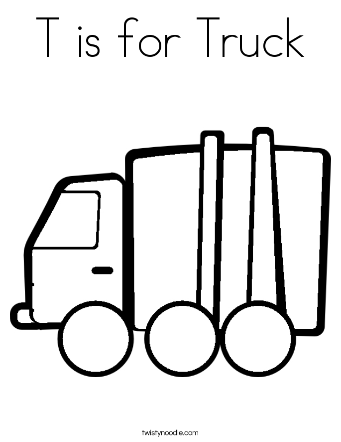 T is for Truck Coloring Page - Twisty Noodle