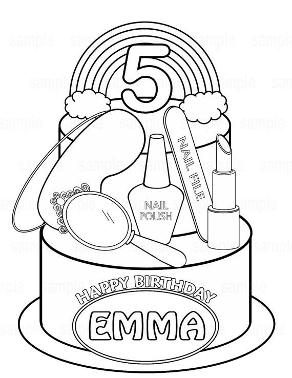 Personalized Printable Rainbow Spa party cake Favor childrens | Etsy in  2021 | Birthday coloring pages, Happy birthday coloring pages, Valentines  day coloring page