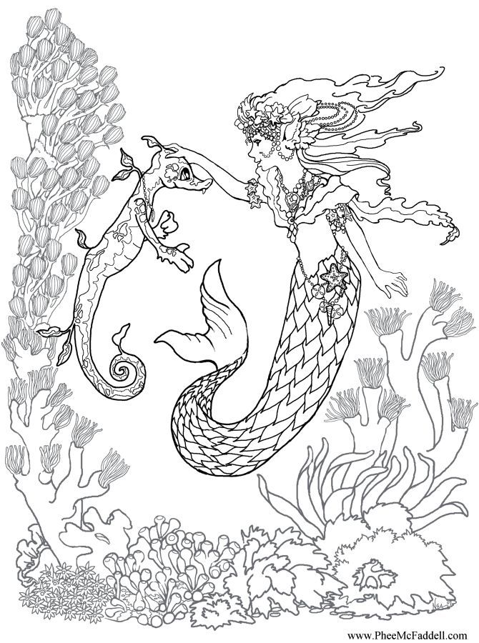 coloring mermaid adult popular