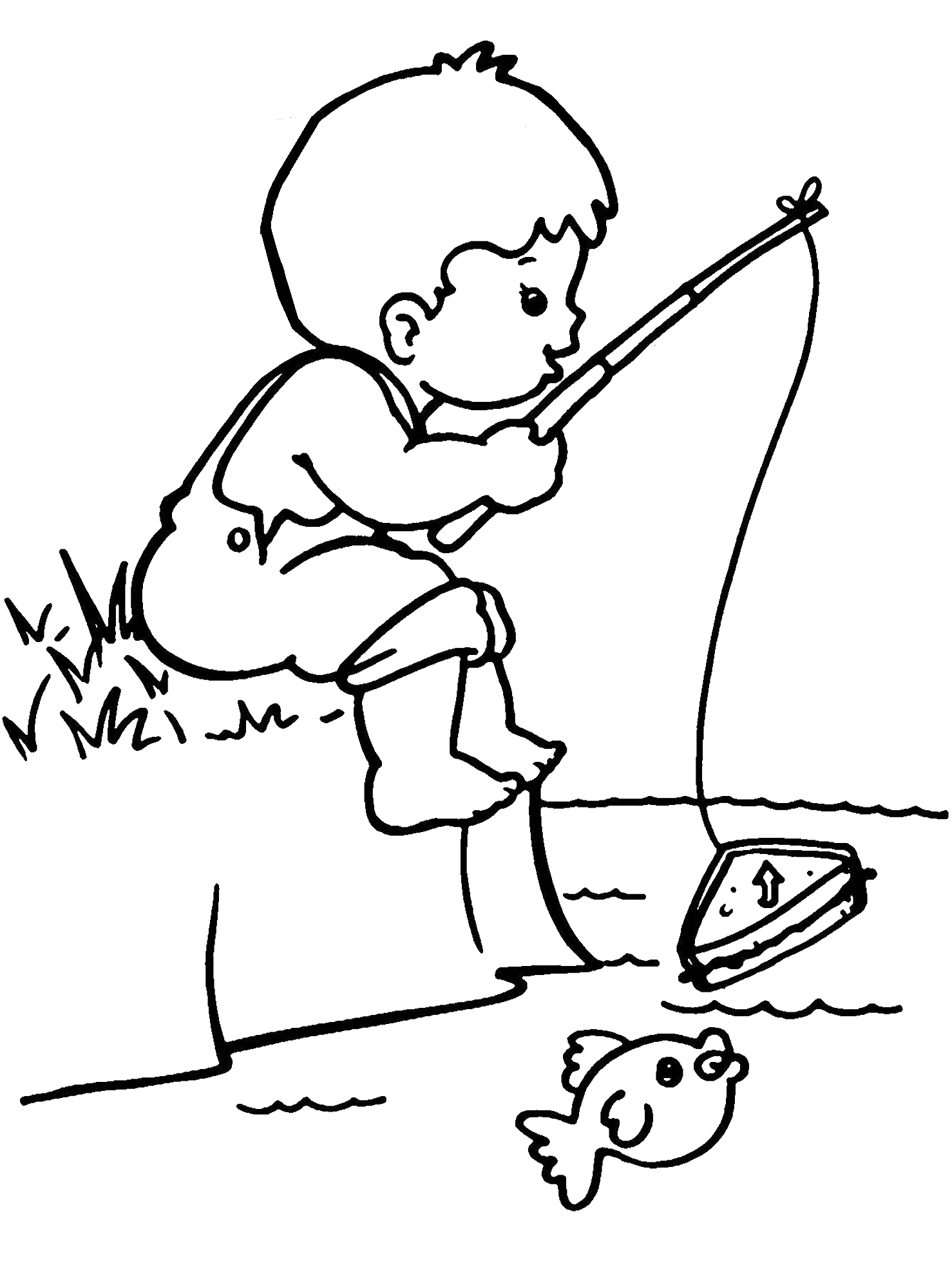 Boy Fishing Coloring Page Coloring Home
