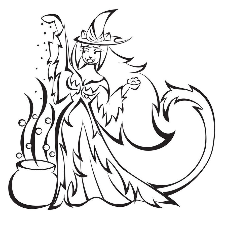 Free Coloring Page Of Witches - Coloring Home