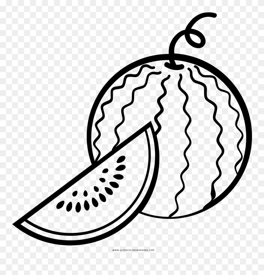 Watermelon Coloring Page - Watermelon Black And White Drawing ...