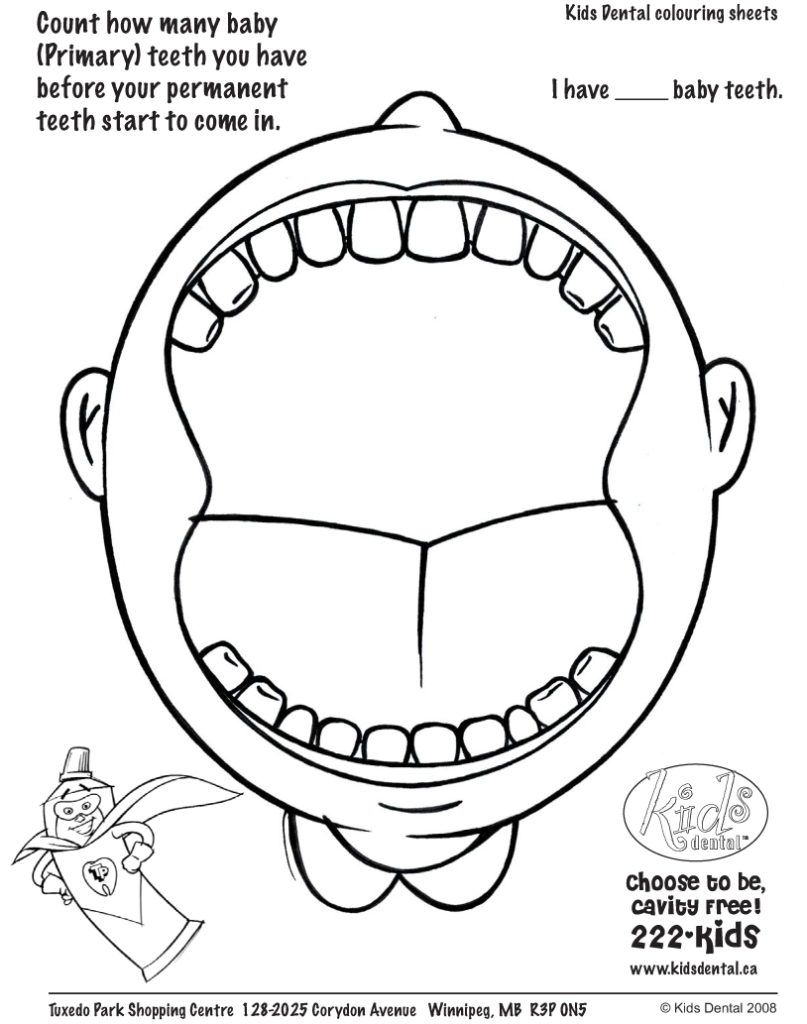 New Printable Tooth Coloring Page for Kindergarten