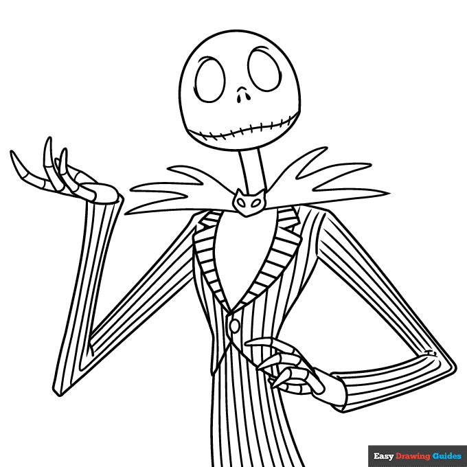 Jack Skellington from the Night before Christmas Coloring Page | Easy  Drawing Guides