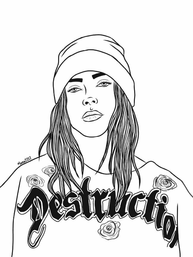 Coloring Pages Billie Eilish. Print Out Talented Singer