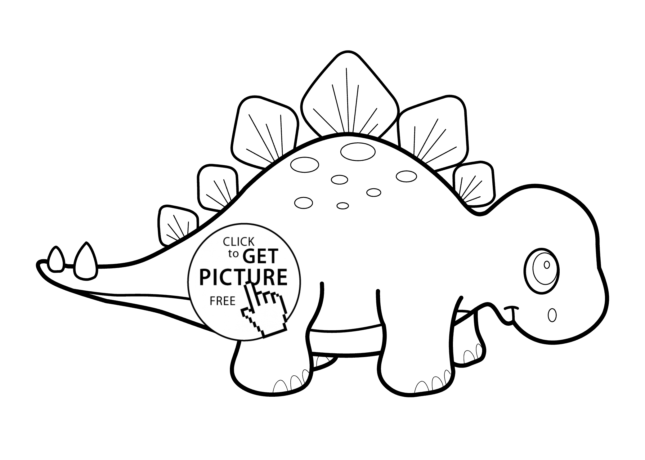 Little dinosaur stegosaurus cartoon coloring pages for kids, printable free