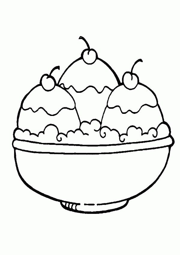 A Full Bowl of Ice Cream Coloring Pages | Bulk Color