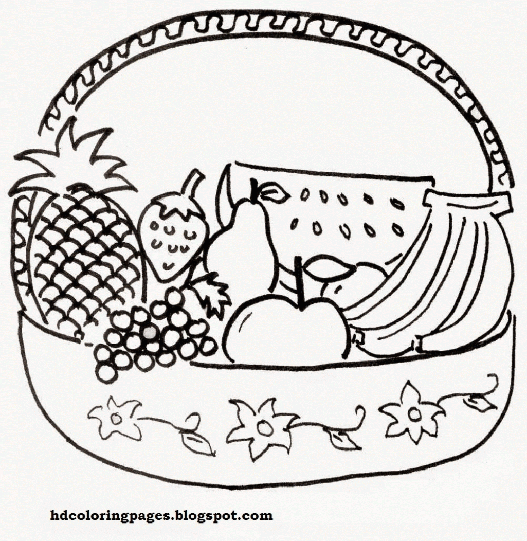 Coloring Pages Of Fruits In A Basket - High Quality Coloring Pages