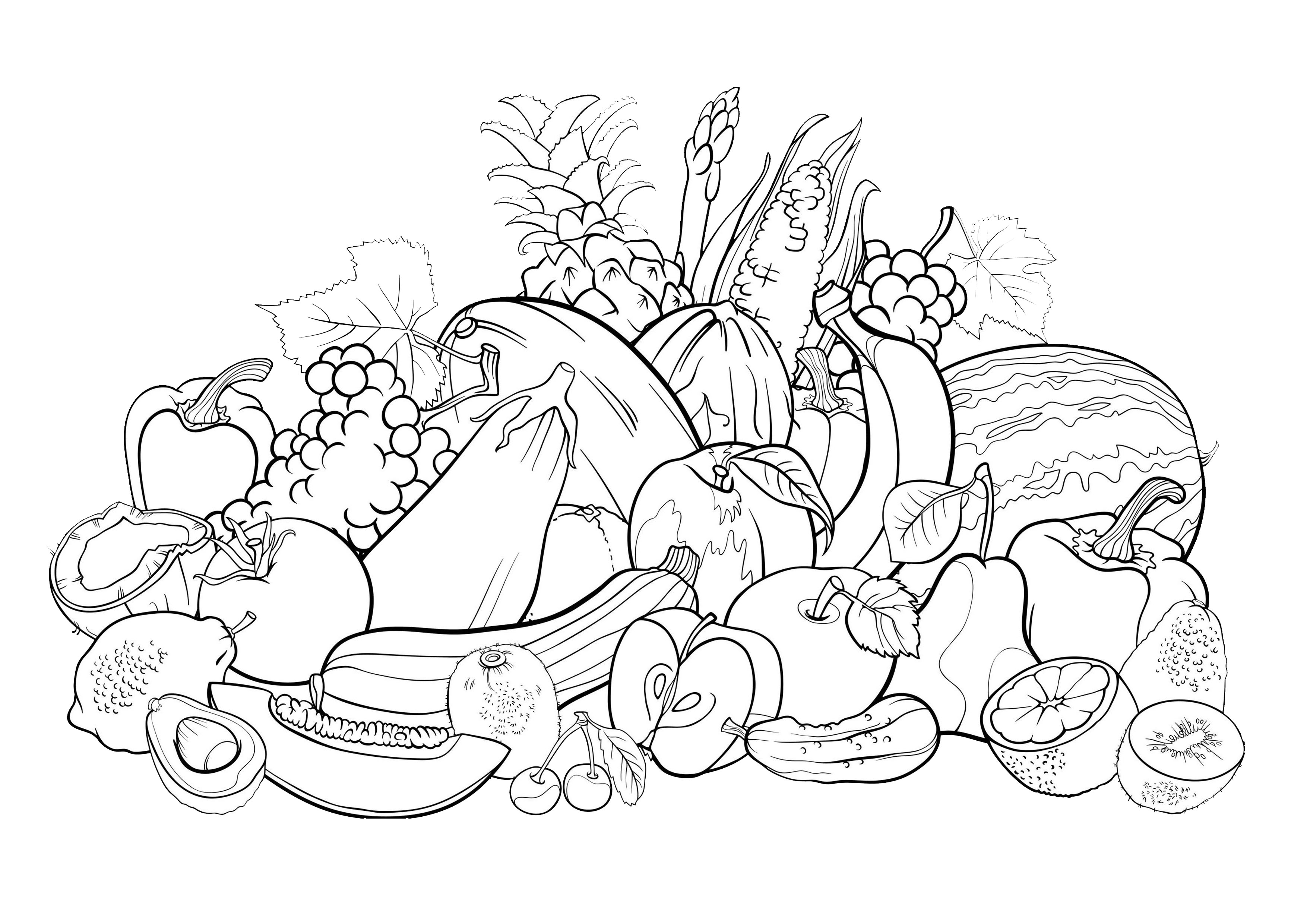 Fruit salad - New Free & exclusive Coloring pages for adults - Just Color