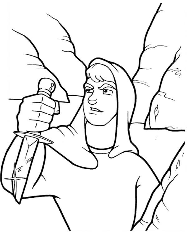 David with Sharp Knife in the Story of King Saul Coloring Page ...