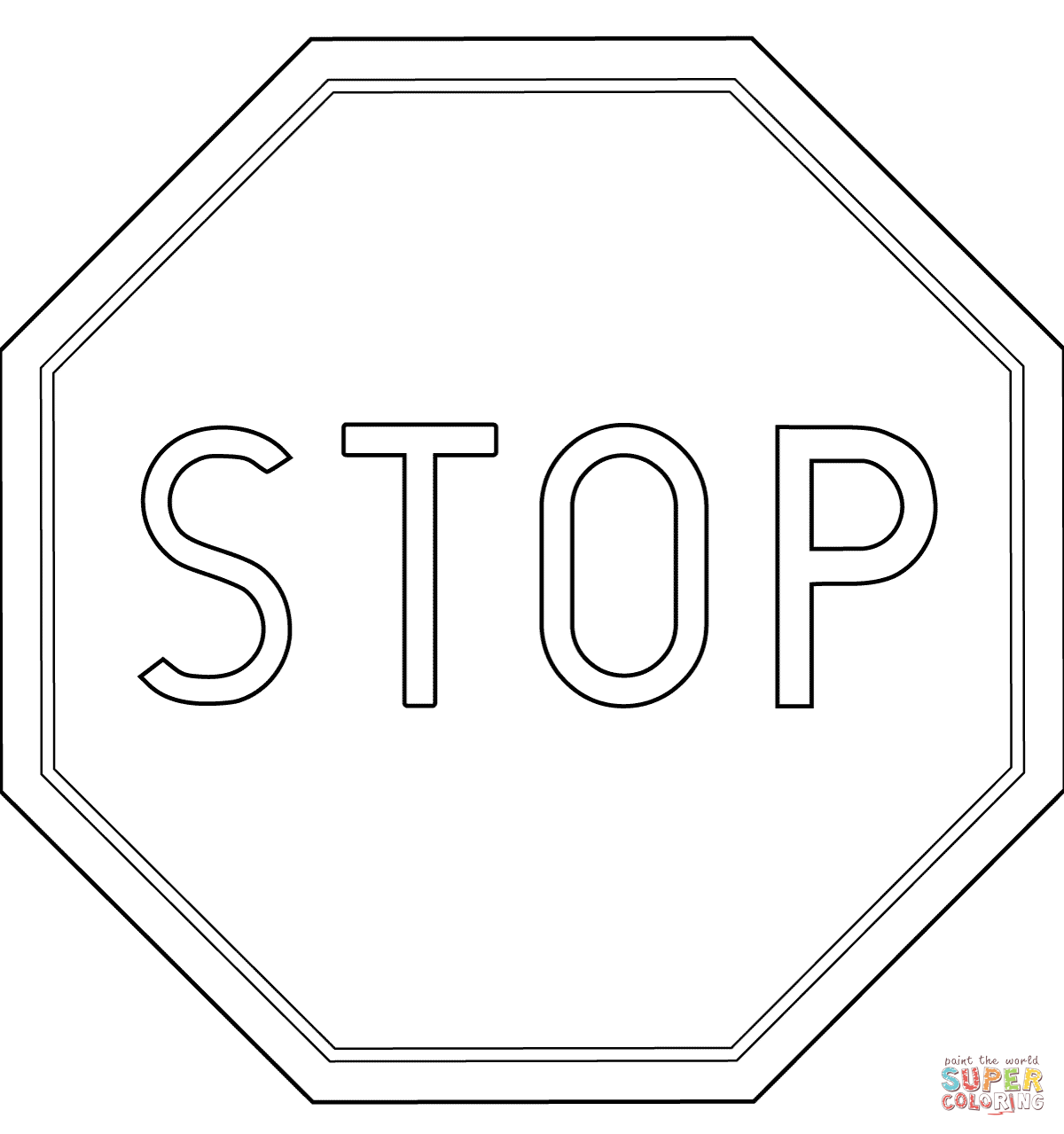 Poland Stop Road Sign B-20 coloring page | Free Printable Coloring ...