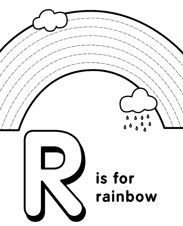 R for rainbow - vocabulary printable picture
