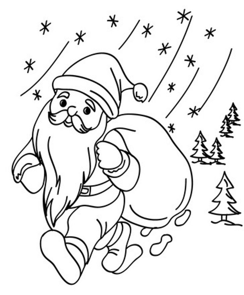 Santa Christmas Coloring Pages Free Printable | Christmas Coloring ...