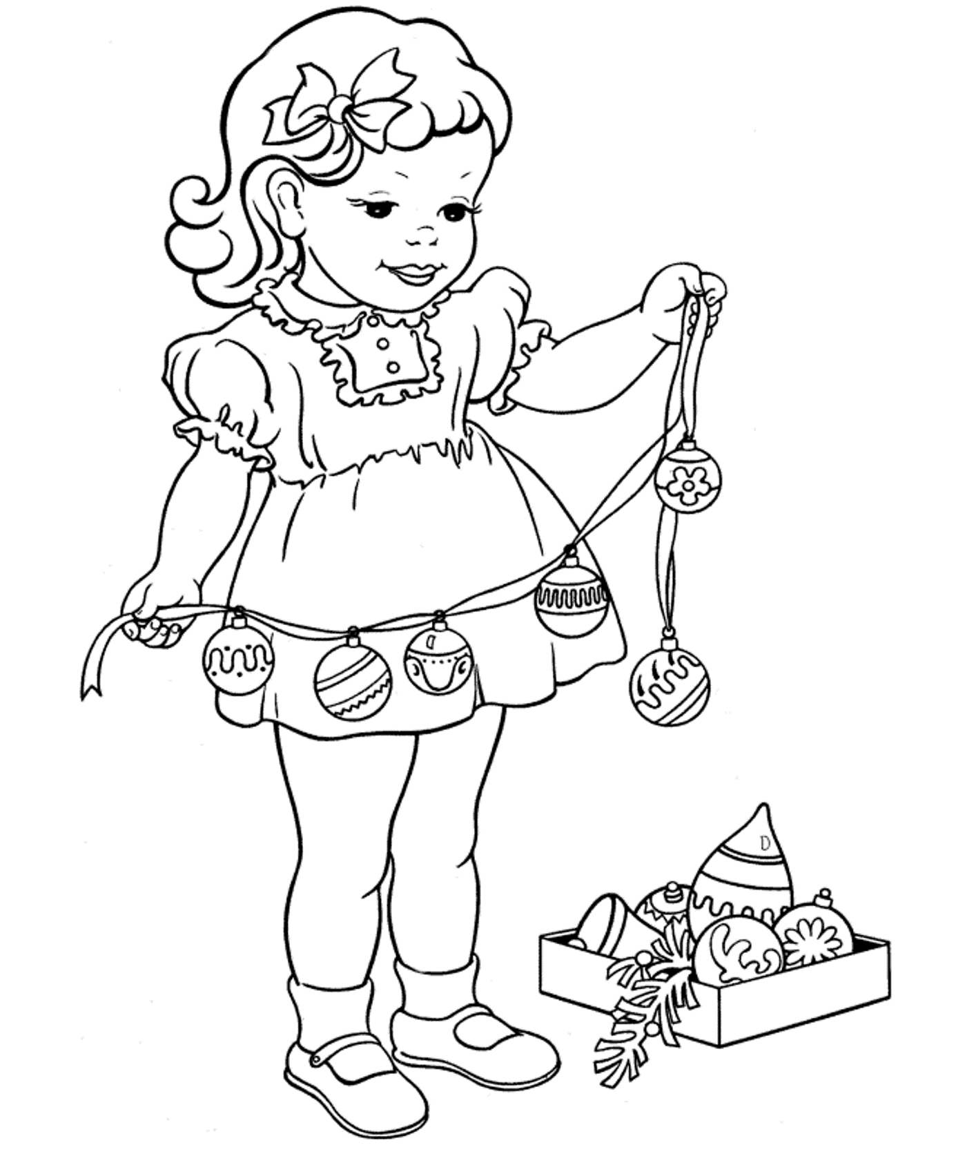 Christmas Coloring Pages Of A Little Girl Coloring Home