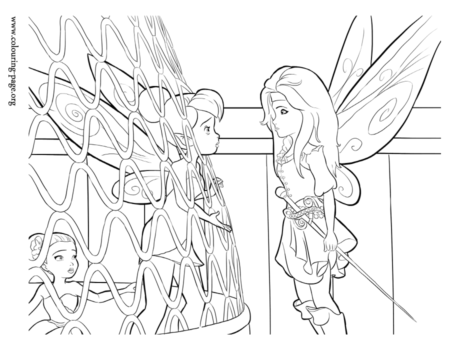 The Pirate Fairy - Tinkerbell trapped in a birdcage coloring page