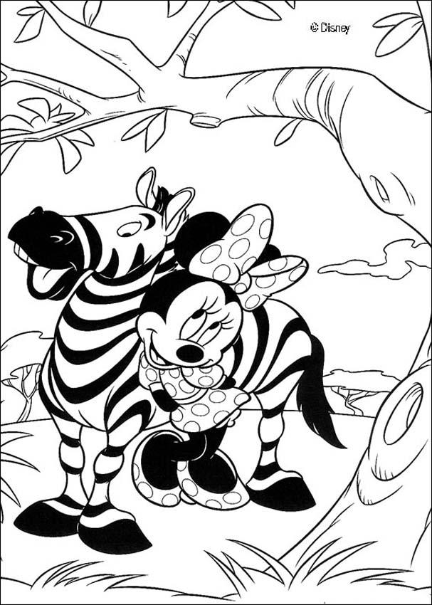 Mickey Mouse coloring pages - Minnie Mouse with a zebra