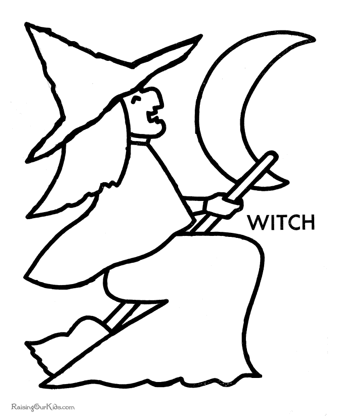 Preschool Halloween coloring pages - Witch 002