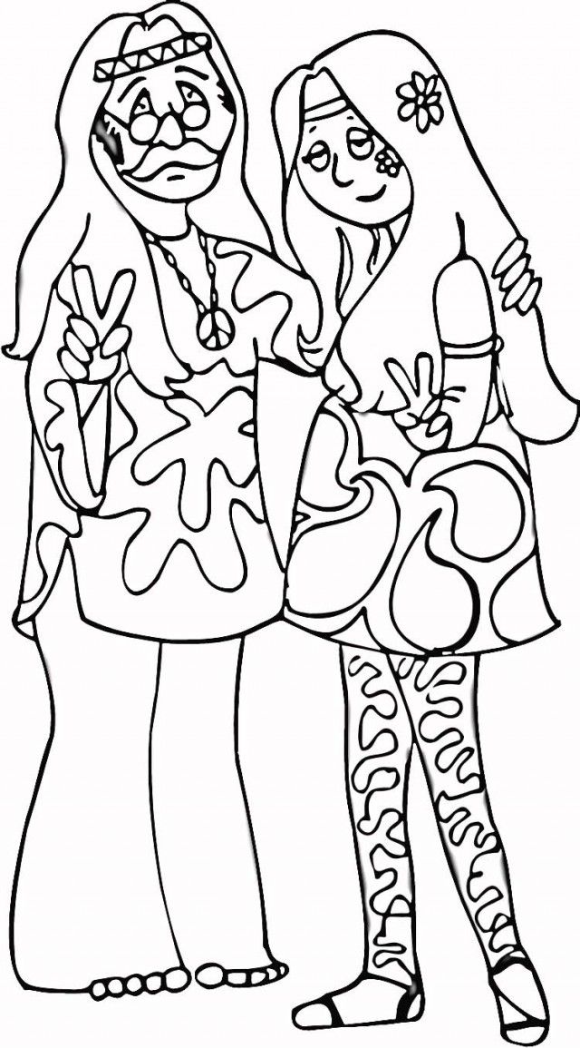 Hippie Couple Coloring Online Super Coloring 195240 Hippie 