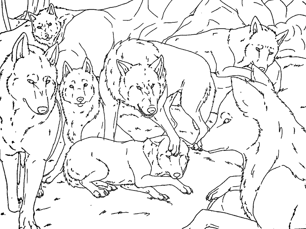 Free Sad Wolf lineart by The-