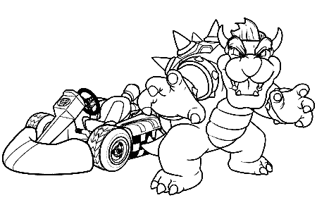 Bowser Mario Kart Coloring Page