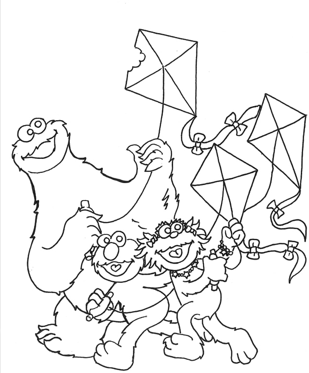 Care Bears Playing Kites Coloring Pages - Care Bears Coloring 