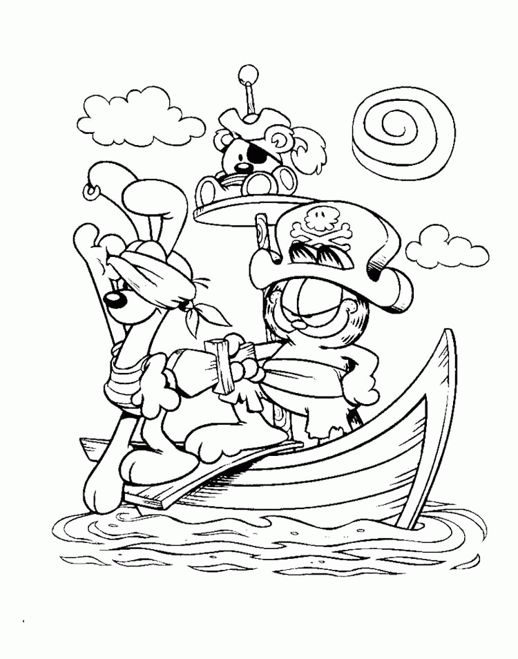 Garfield Captain Pirate Coloring Page - Garfield Coloring Pages 