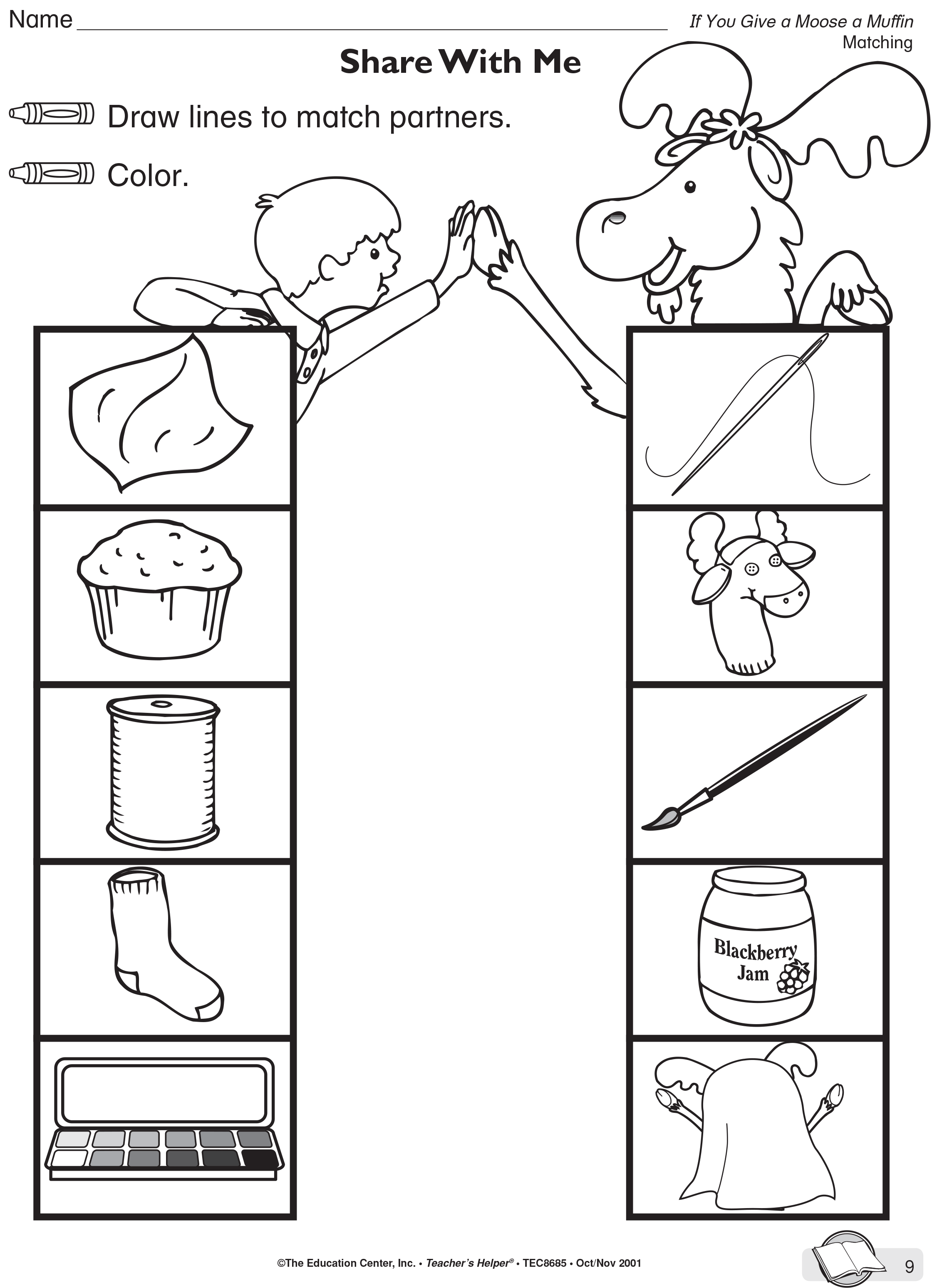 If you give a moose a muffin activity sheet