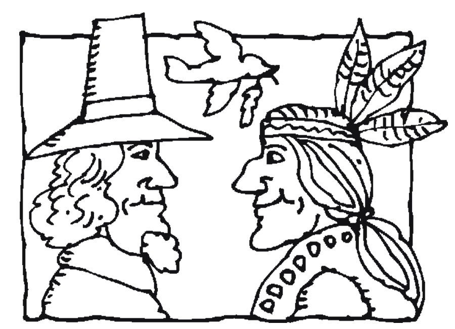 Pilgrim Kids Coloring Page Images & Pictures - Becuo