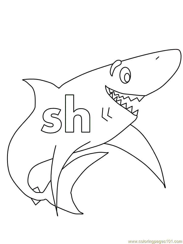 Coloring Pages Shark (Education > Alphabets) - free printable 