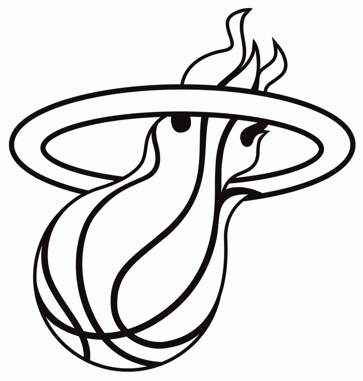 Miami Heat Logo White Hot Heat NBA Coloring Home