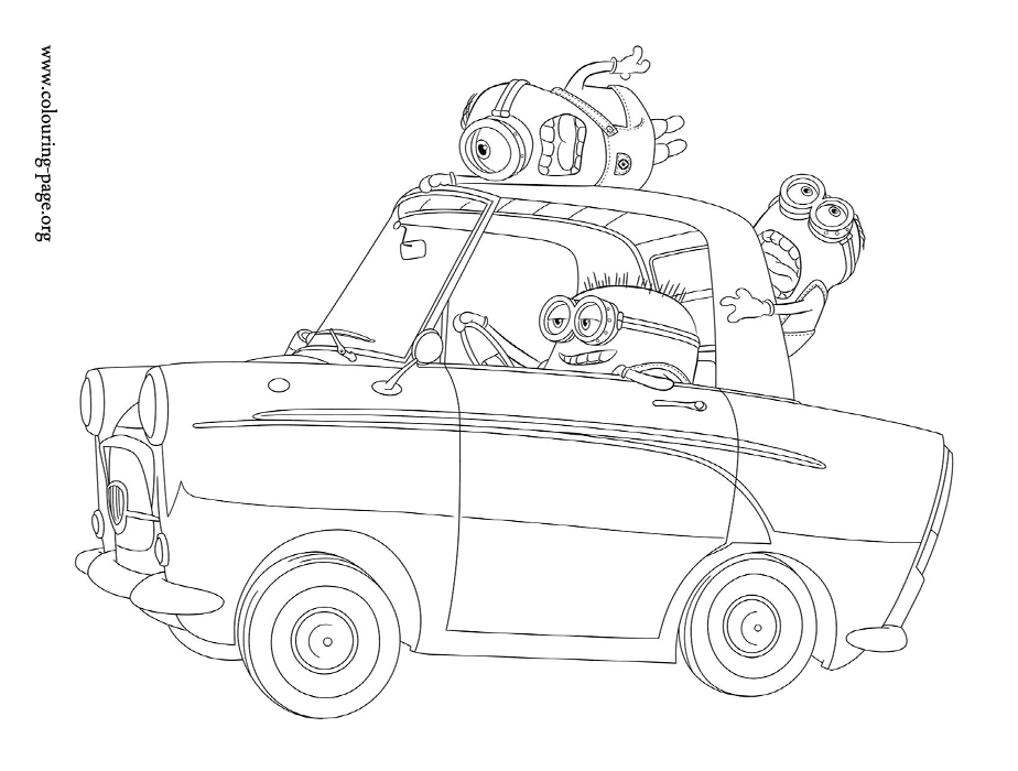 Despicable Me - Minions driving around coloring page
