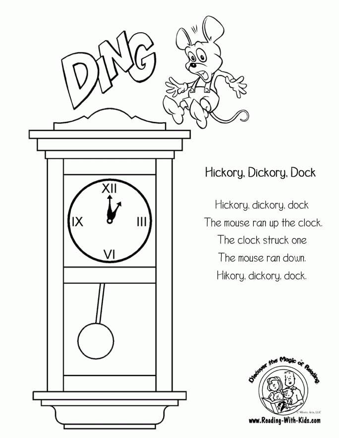 Hickory Dickory Dock The Clock Stroke One Coloring Home
