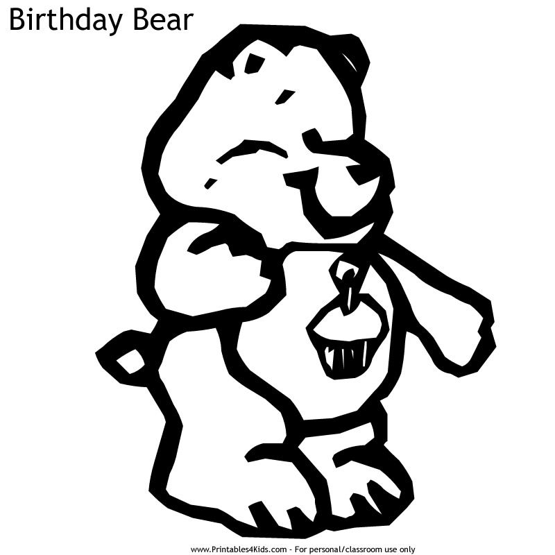 Care Bears Birthday Bear Coloring Page : Printables for Kids 