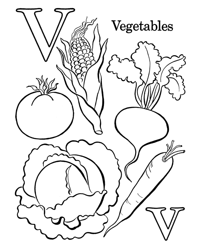 Fruits And Vegetables Coloring Pages For Kids Printable - Coloring Home