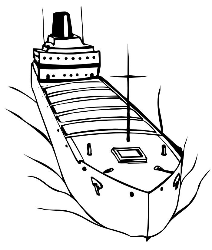 Cute Cargo Ship Coloring Pages for Kindergarten