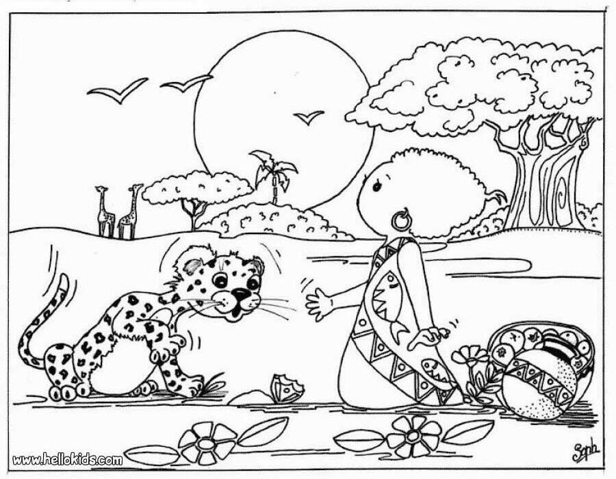 AFRICAN ANIMALS coloring pages - Kawaii elephant