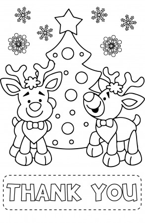 10 Best Christmas Printable Coloring Thank You Cards - printablee.com