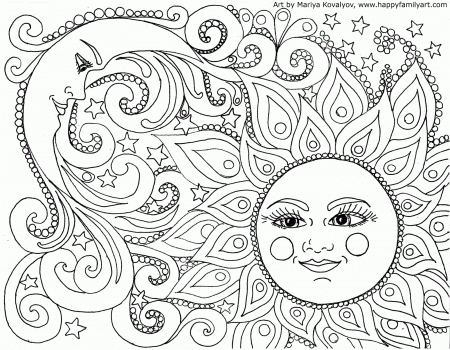 Exercise Sun Moon Stars Coloring Pages Coloring Panda, Study Sun ...