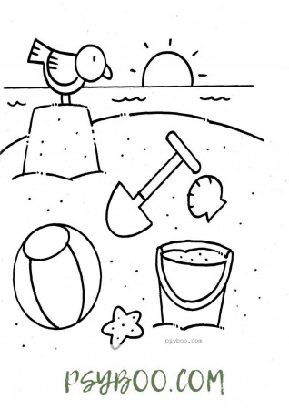 Games In The Beach Sand / Easy Coloring Page ⋆ PDF Print Free