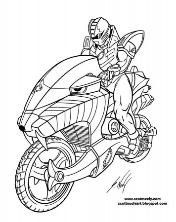 The cool motorcycle of Power Rangers Jungle Fury coloring pages ...