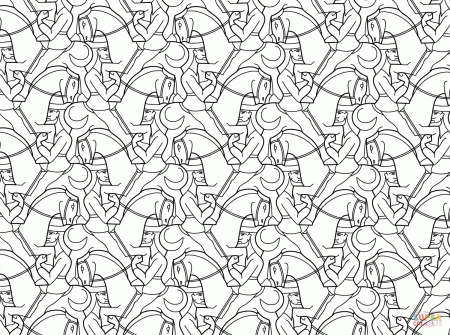 Horseman Tessellation by M.C. Escher coloring page | Free ...