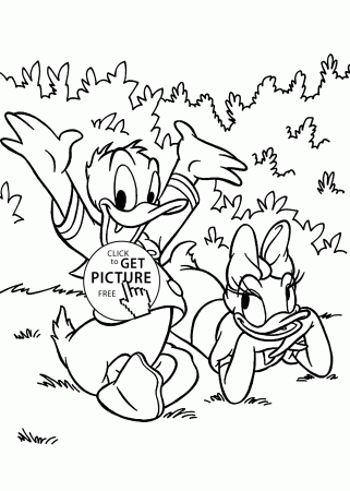 Donald Duck and Daisy coloring pages for kids, printable free ...