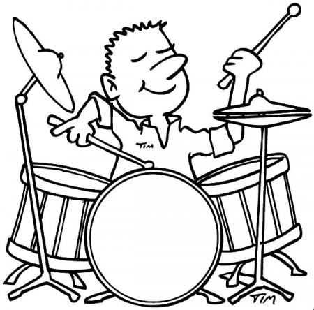 Drummer Boy Enjoys Playing Drums Coloring Pages - Clip Art Library